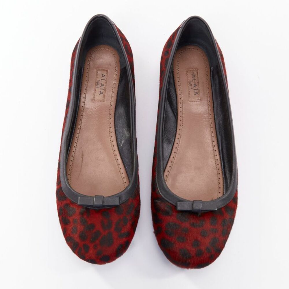 Alaia Leopard Fur Ballet Flats